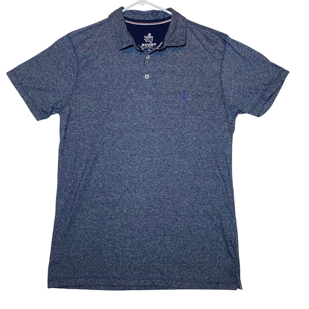 Rugby University Mens Polo Shirt‎ Medium Blue Heather Short Sleeve Casual